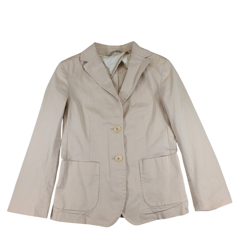 Weekend Max Mara Beige Cotton Two Button Blazer Jacket Womens Size 4